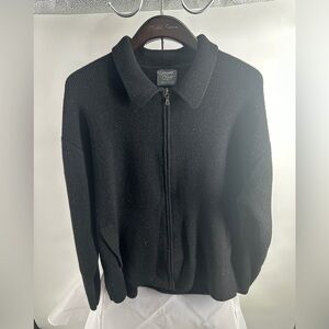 Margaret O’Leary menswear wool zip up black sweater